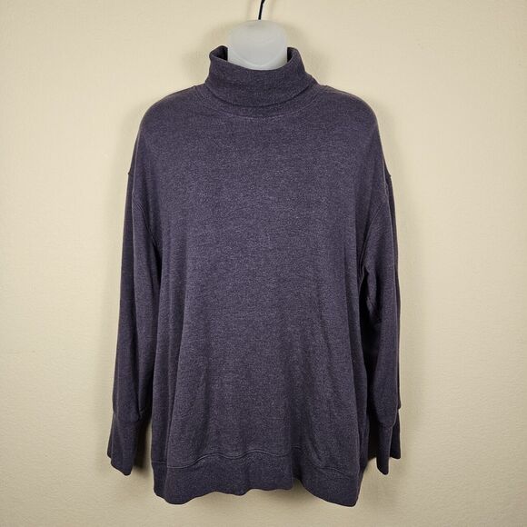 ATHLETA Balance Cinch Turtleneck Sweatshirt Crocus Violet Tunic Athleisure L - Picture 3 of 13